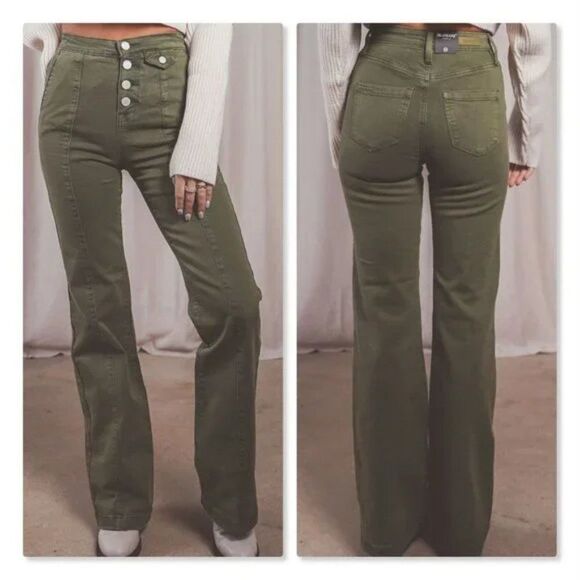 Blank NYC | 'The Delancey' Wide Leg Flared Jeans - [size 30x34 in Green] - Picture 1 of 15